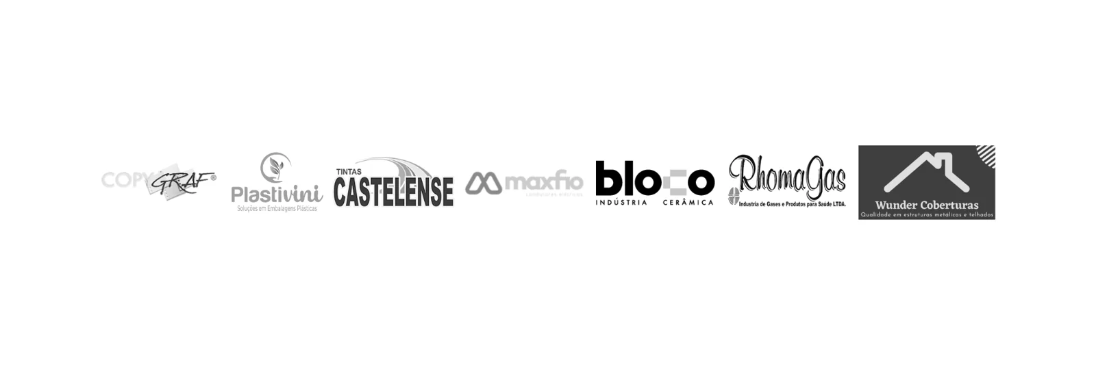 Logotipos de empresas clientes e parceiras da Ambiental Sul, grupo 4